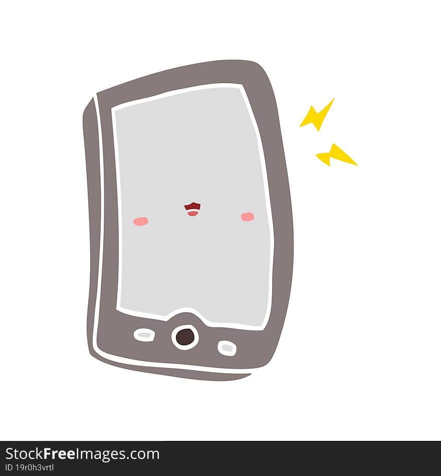 Cute Flat Color Style Cartoon Mobile Phone