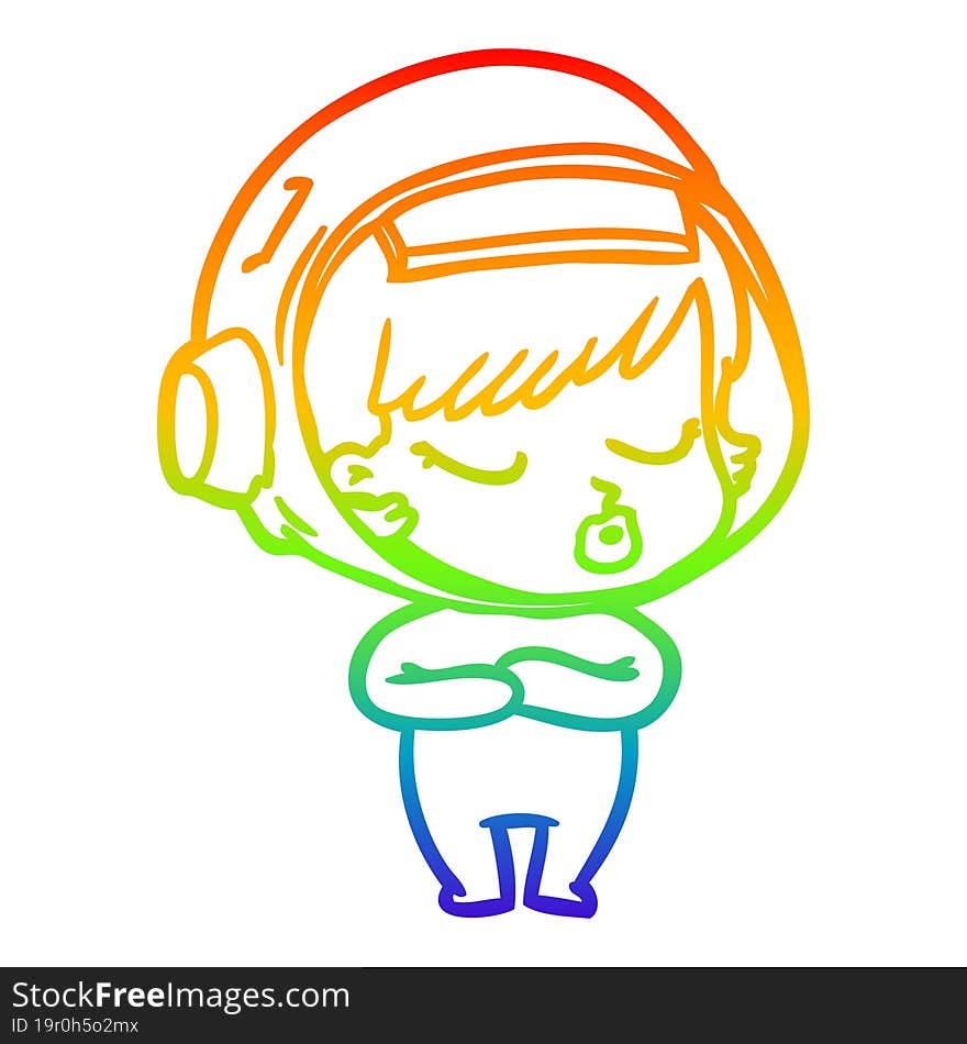 rainbow gradient line drawing cartoon pretty astronaut girl