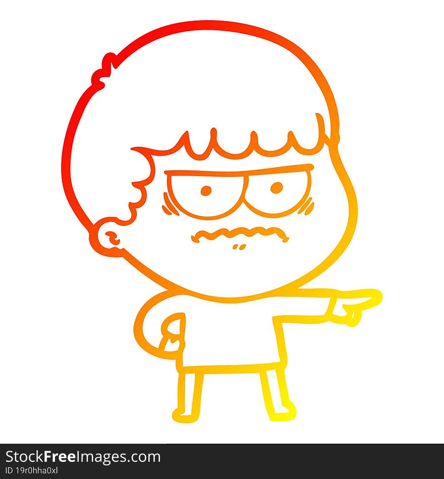 Warm Gradient Line Drawing Cartoon Annoyed Man