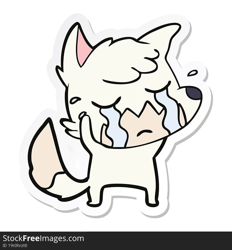 Sticker Of A Crying Fox Cartoon