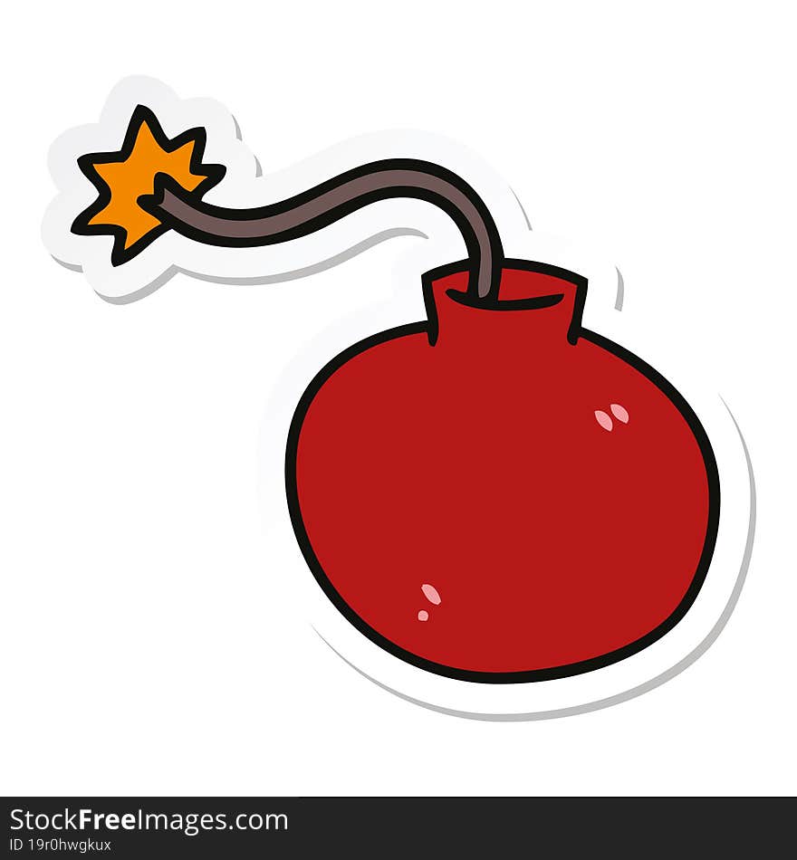 Sticker Of A Quirky Hand Drawn Cartoon Bomb