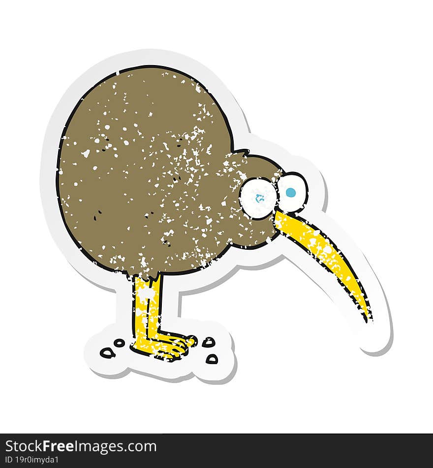 retro distressed sticker of a cartoon kiwi