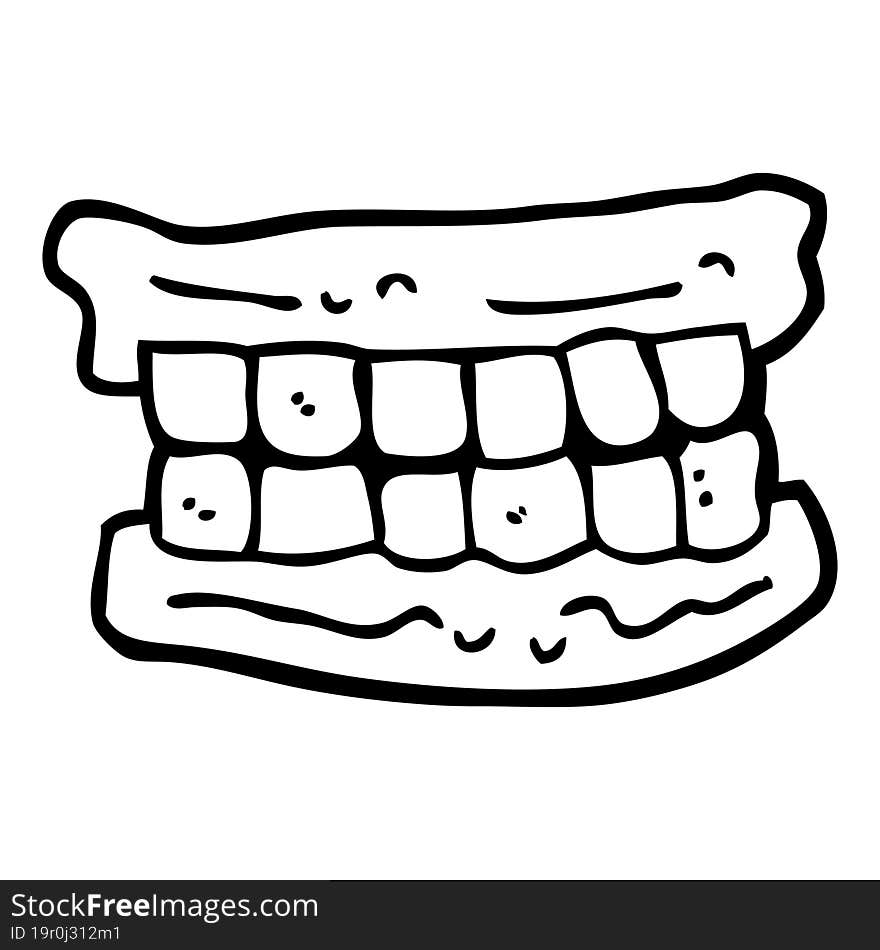 black and white cartoon false teeth