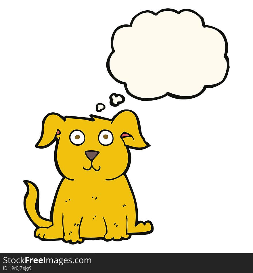 Cartoon Happy Dog With Thought Bubble