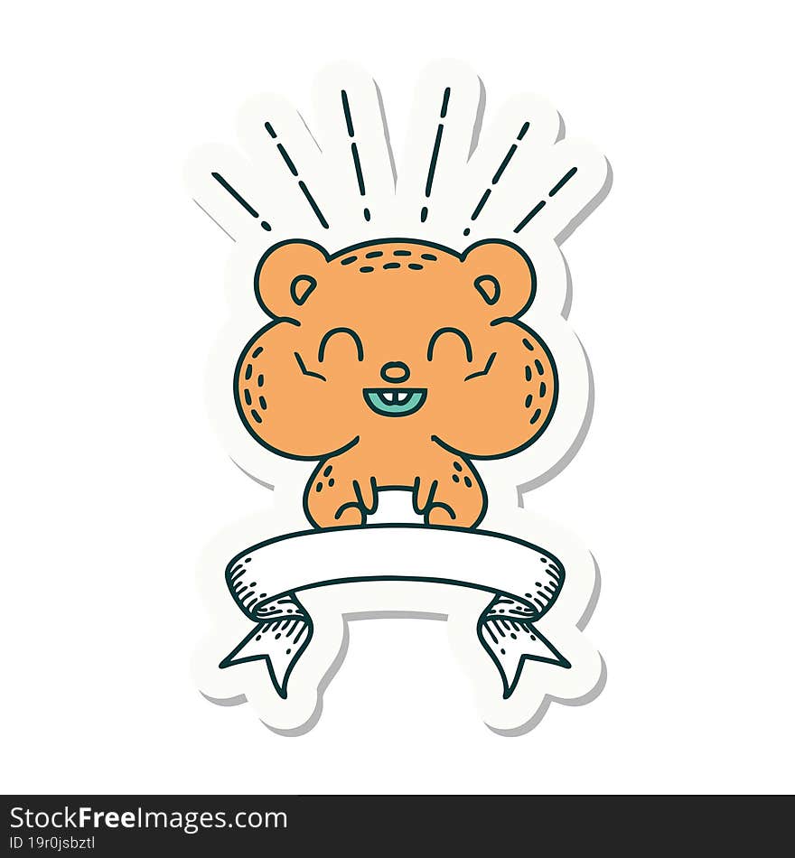 sticker of tattoo style happy hamster