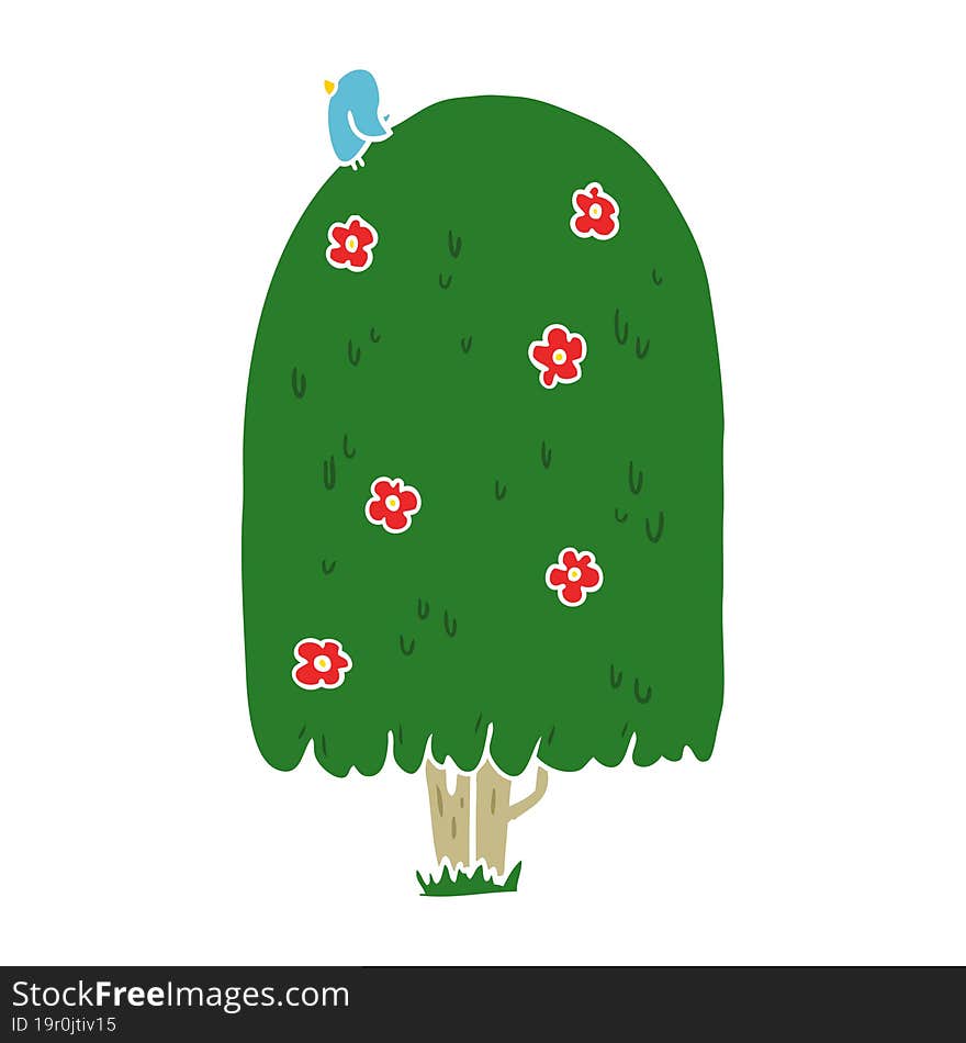 flat color style cartoon tall tree