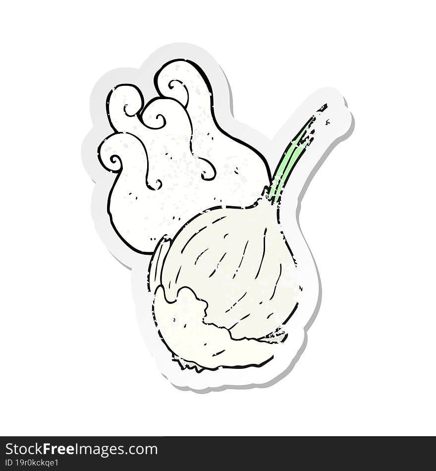 retro distressed sticker of a cartoon garlic