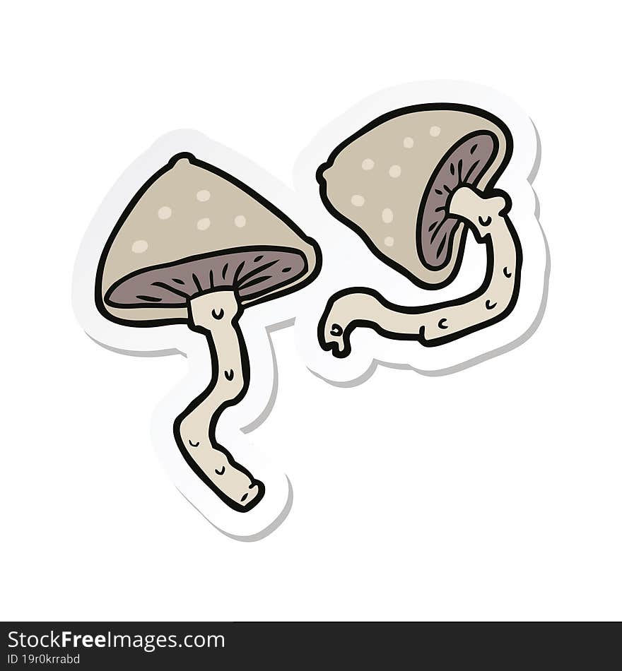 sticker of a cartoon mushrooms