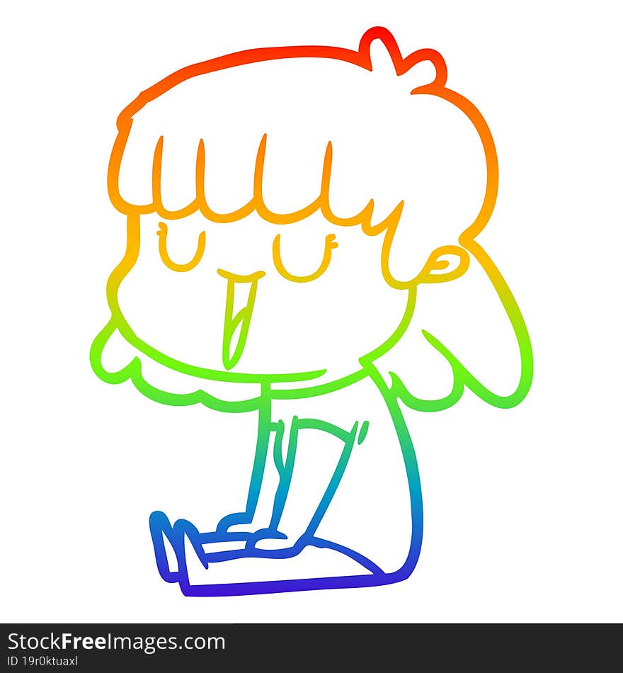 rainbow gradient line drawing of a cartoon woman