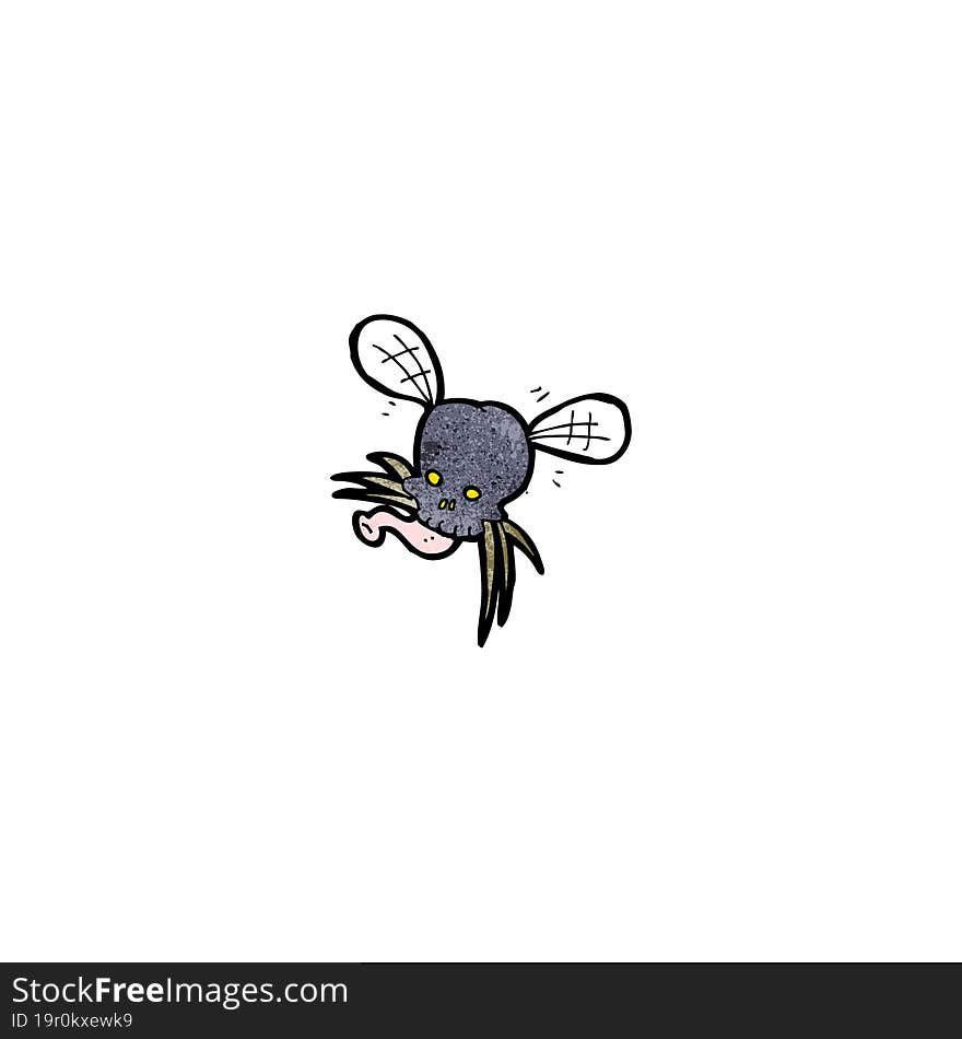 cartoon spooky skull fly