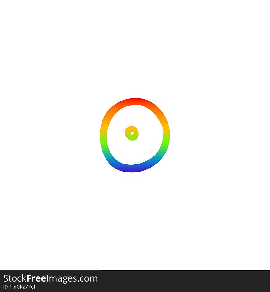 rainbow gradient line drawing of a cartoon letter o