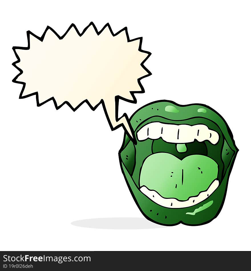 Cartoon Halloween Mouth With Speech Bubble