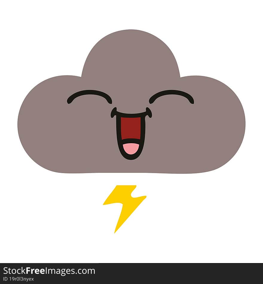 Flat Color Retro Cartoon Storm Cloud