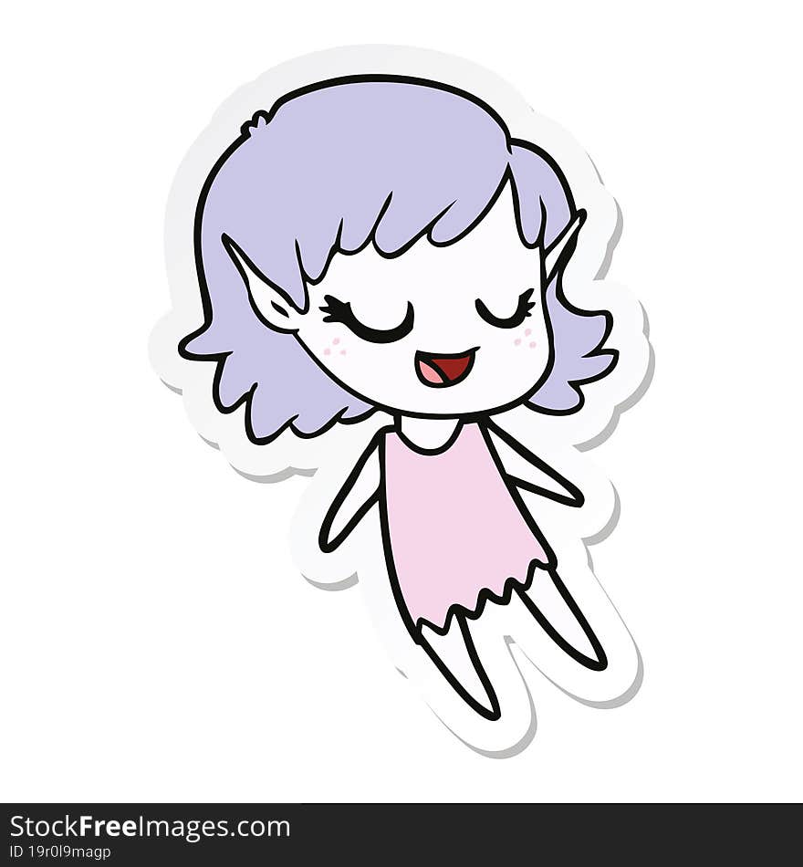 sticker of a happy cartoon elf girl