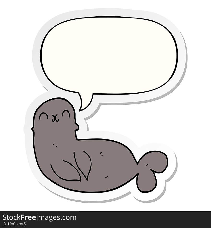 cartoon seal and speech bubble sticker