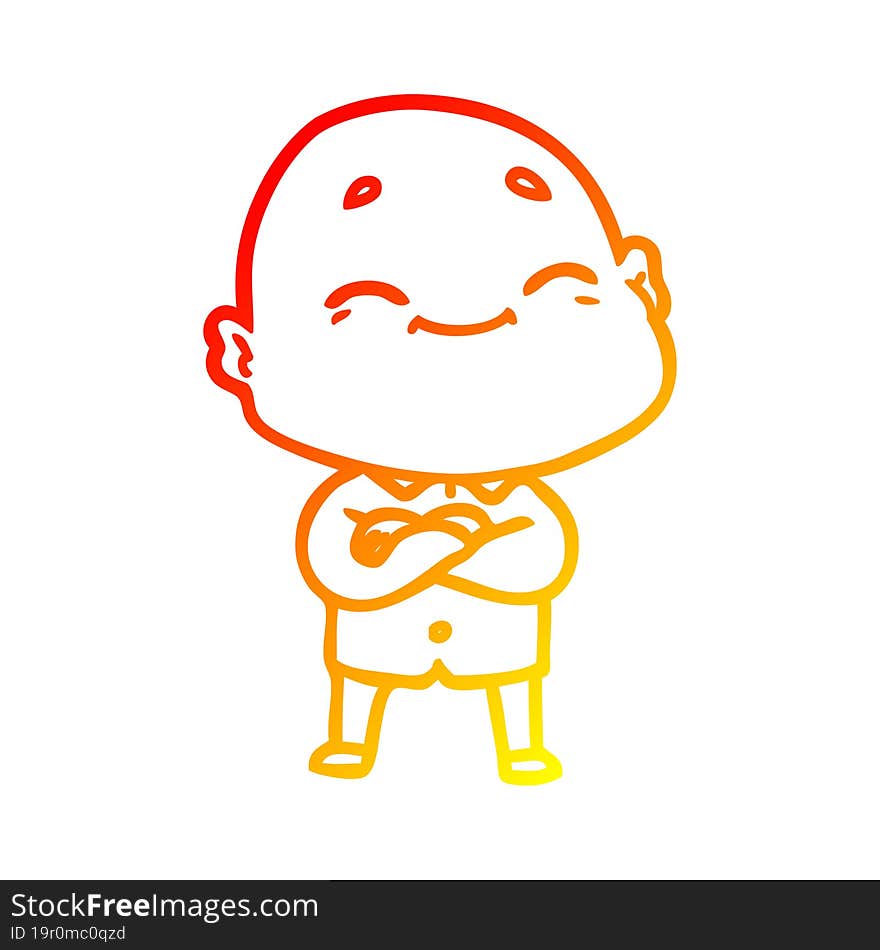 warm gradient line drawing cartoon happy bald man