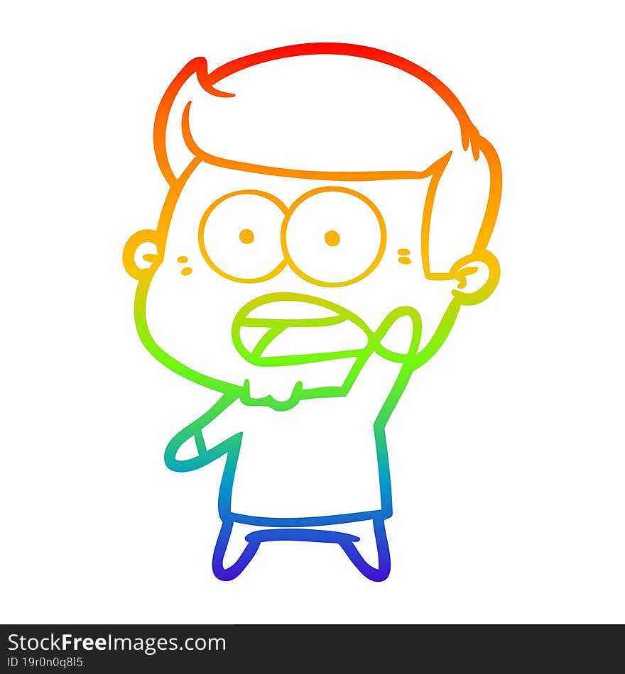 rainbow gradient line drawing cartoon shocked man