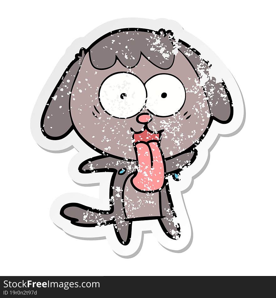 distressed sticker of a cute cartoon dog