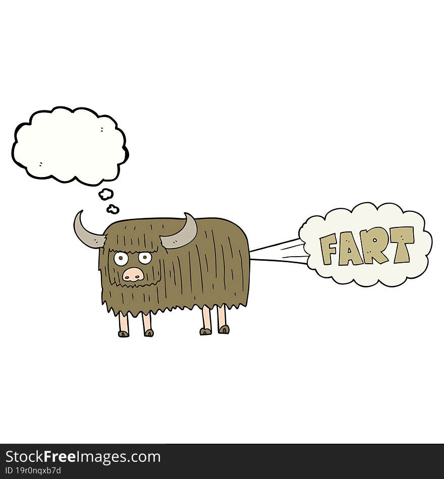 thought bubble cartoon hairy cow farting