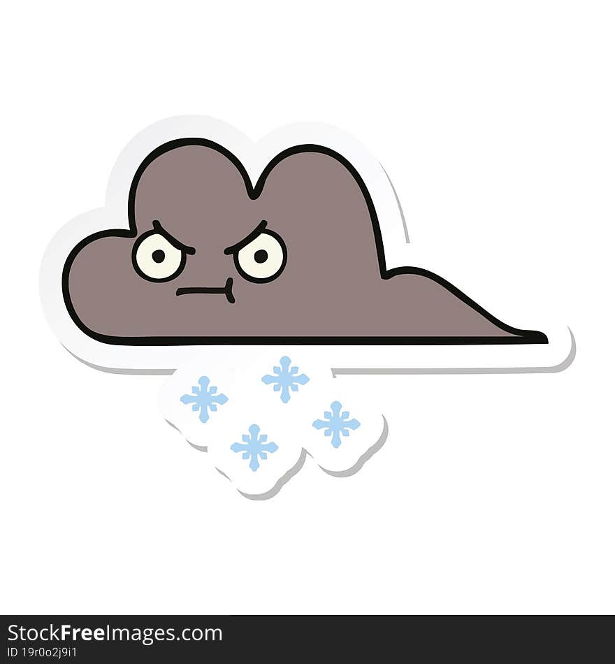 Sticker Of A Cute Cartoon Storm Snow Cloud