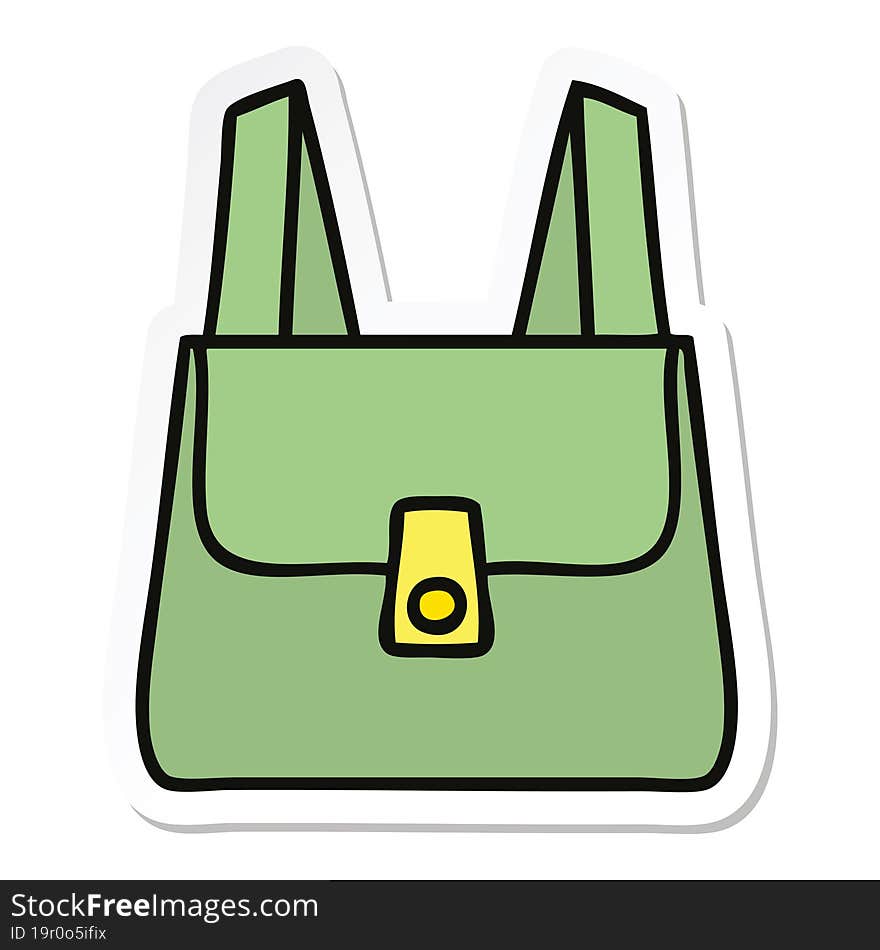 sticker of a cute cartoon green bag