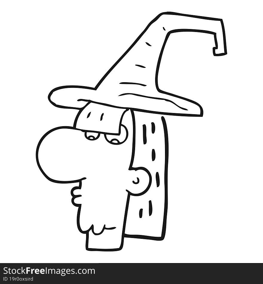 Black And White Cartoon Witch Head