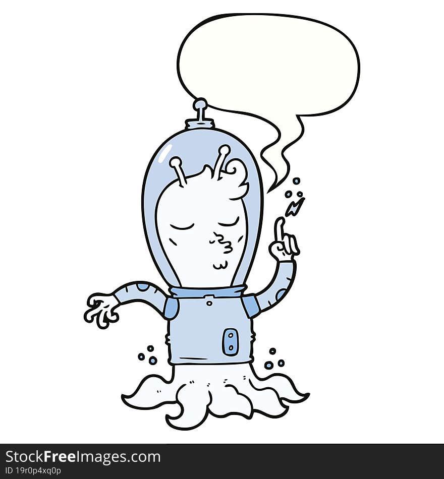 Cartoon Alien And Speech Bubble