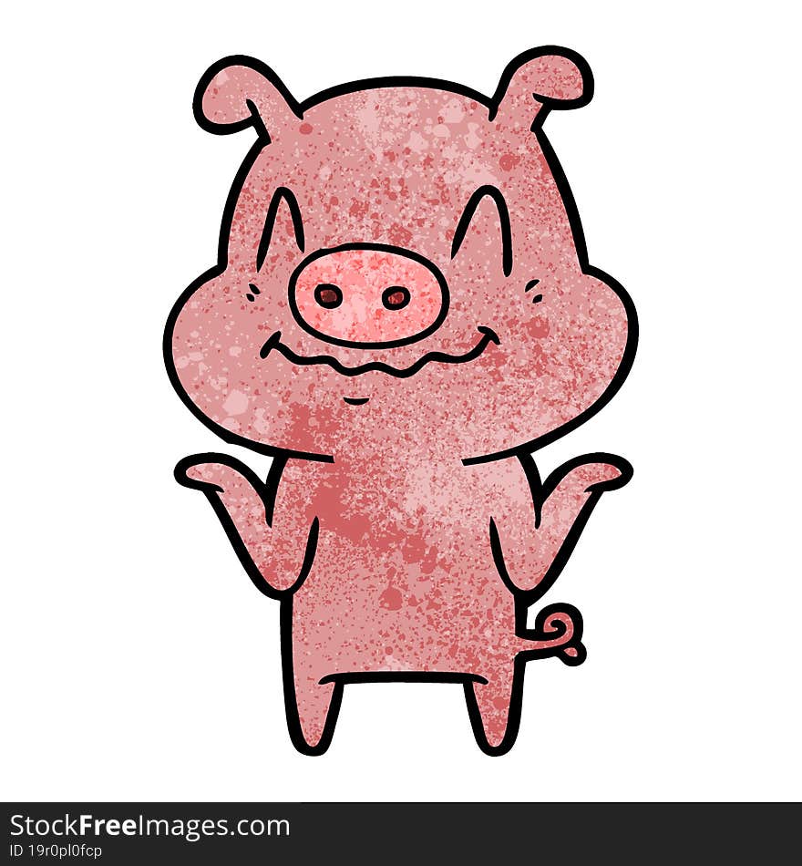 nervous cartoon pig. nervous cartoon pig