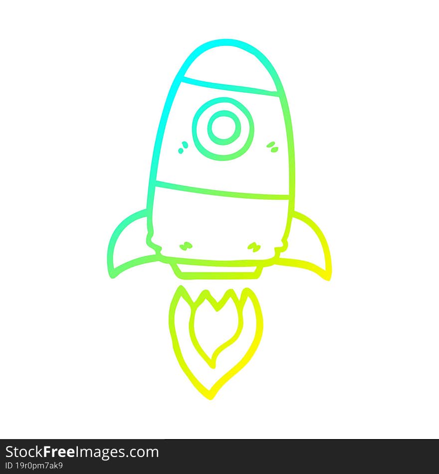 cold gradient line drawing cartoon space rocket