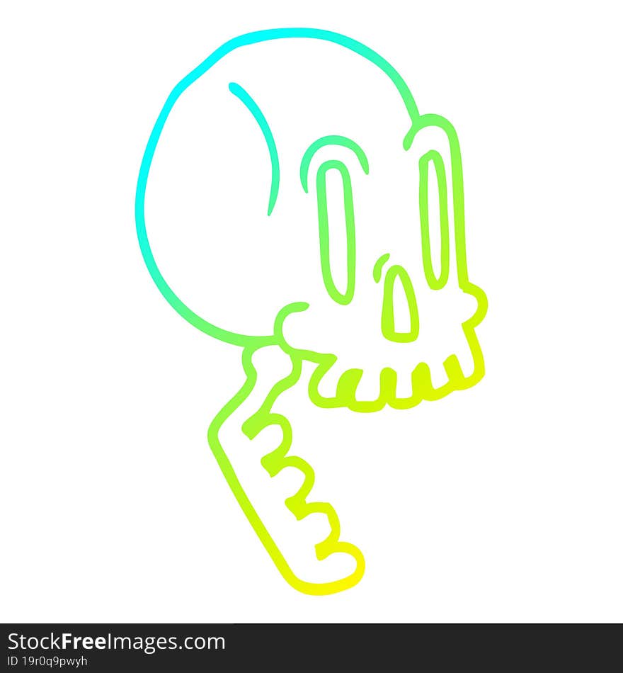 cold gradient line drawing cartoon skull