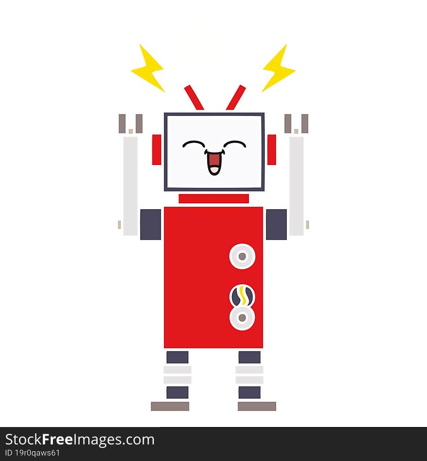 flat color retro cartoon of a robot