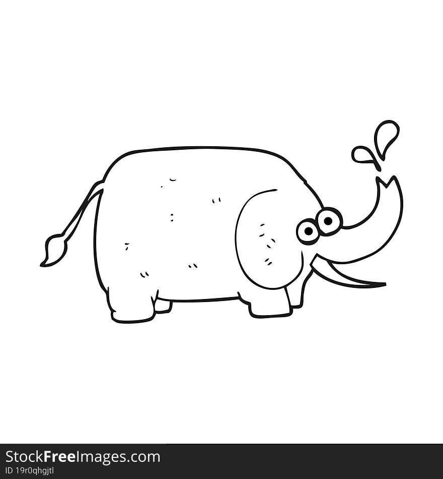 black and white cartoon elephant