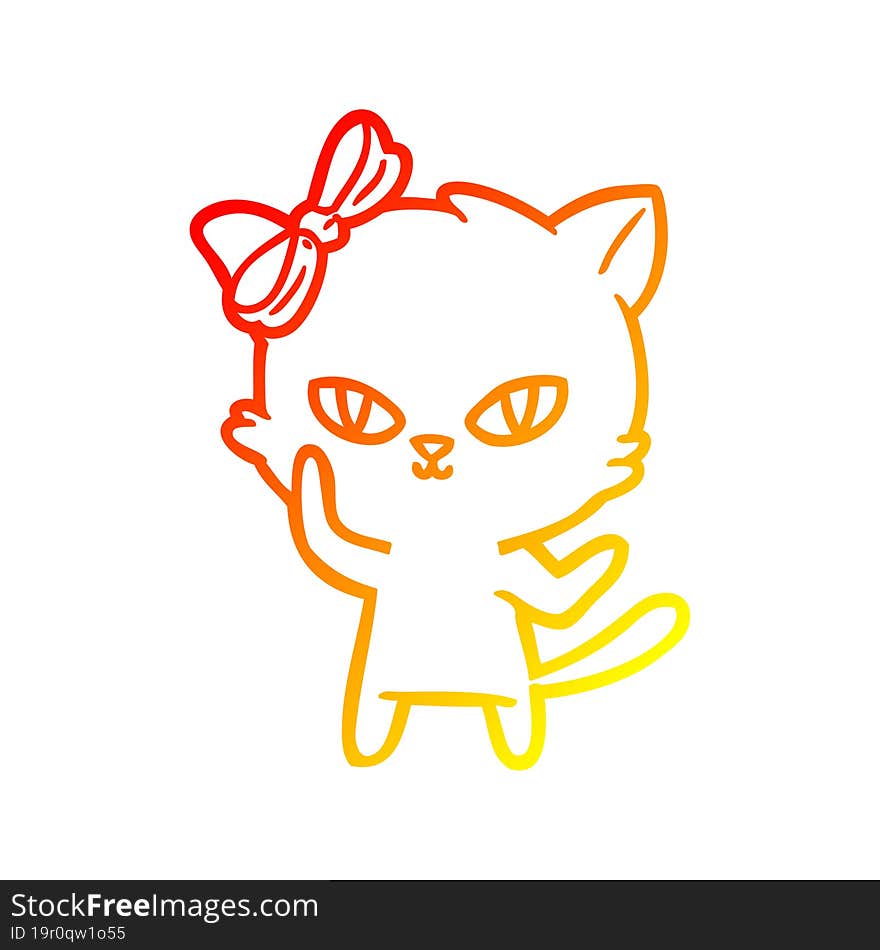 warm gradient line drawing cute cartoon cat