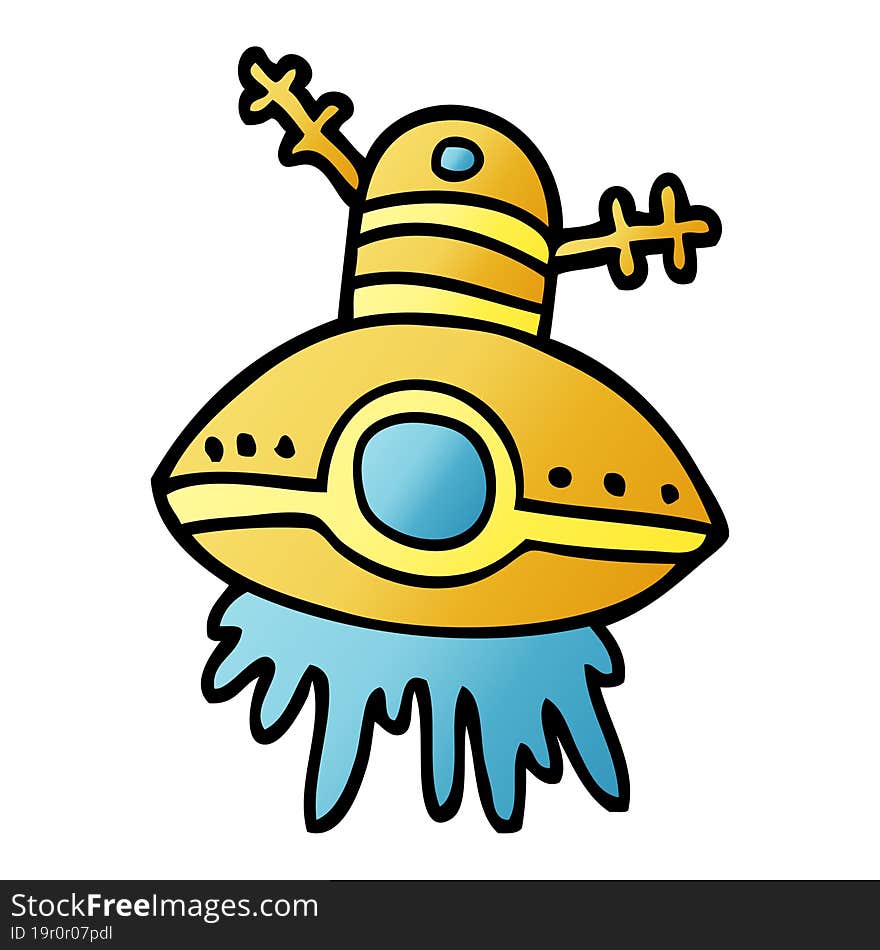 cartoon doodle alien spaceship