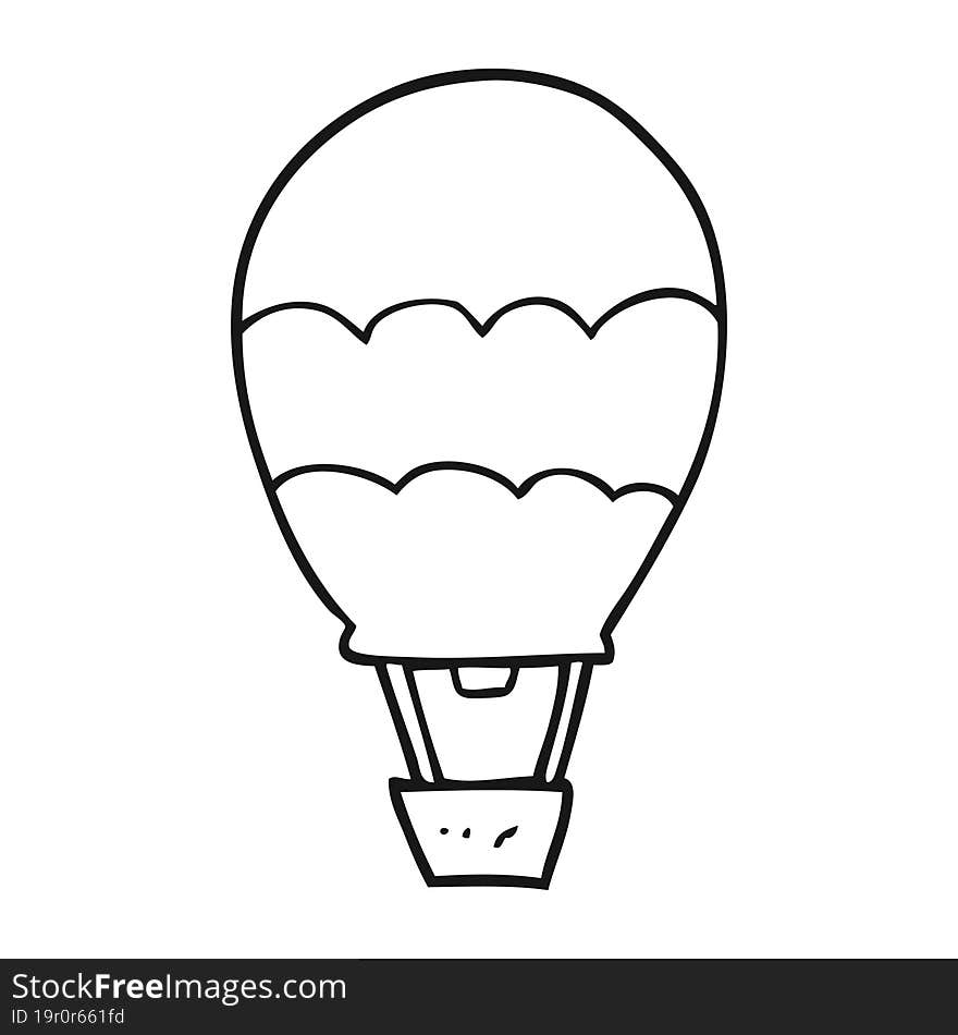 black and white cartoon hot air balloon