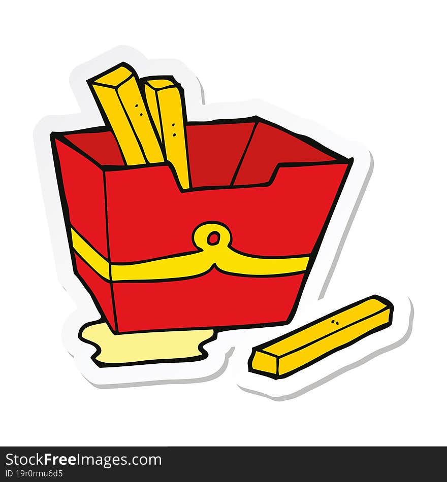 sticker of a cartoon box of fries