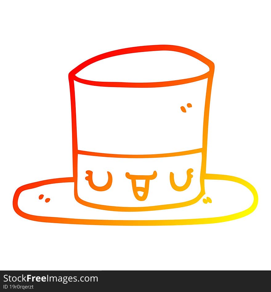 warm gradient line drawing cartoon top hat