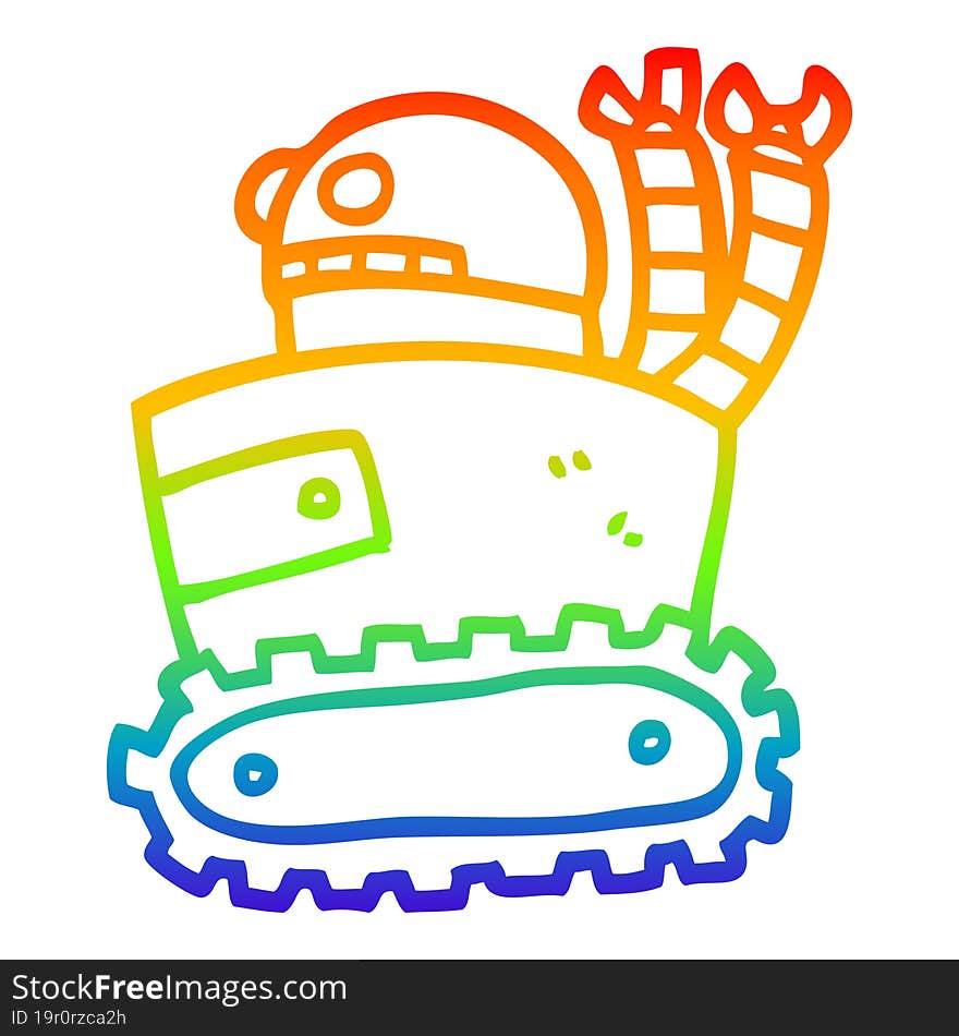 Rainbow Gradient Line Drawing Cartoon Robot