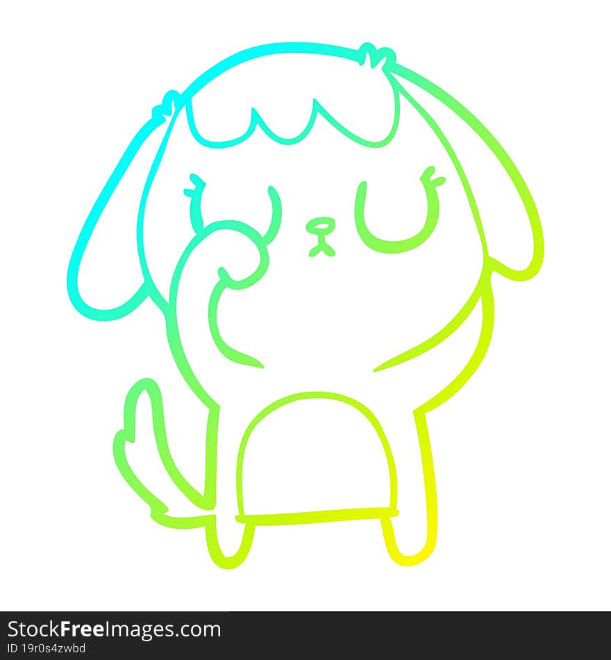 cold gradient line drawing of a cute cartoon dog