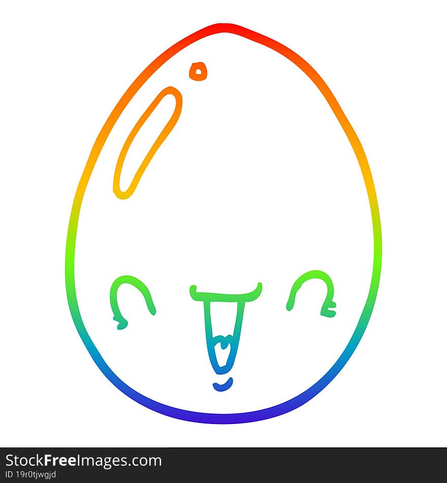 rainbow gradient line drawing of a cartoon egg