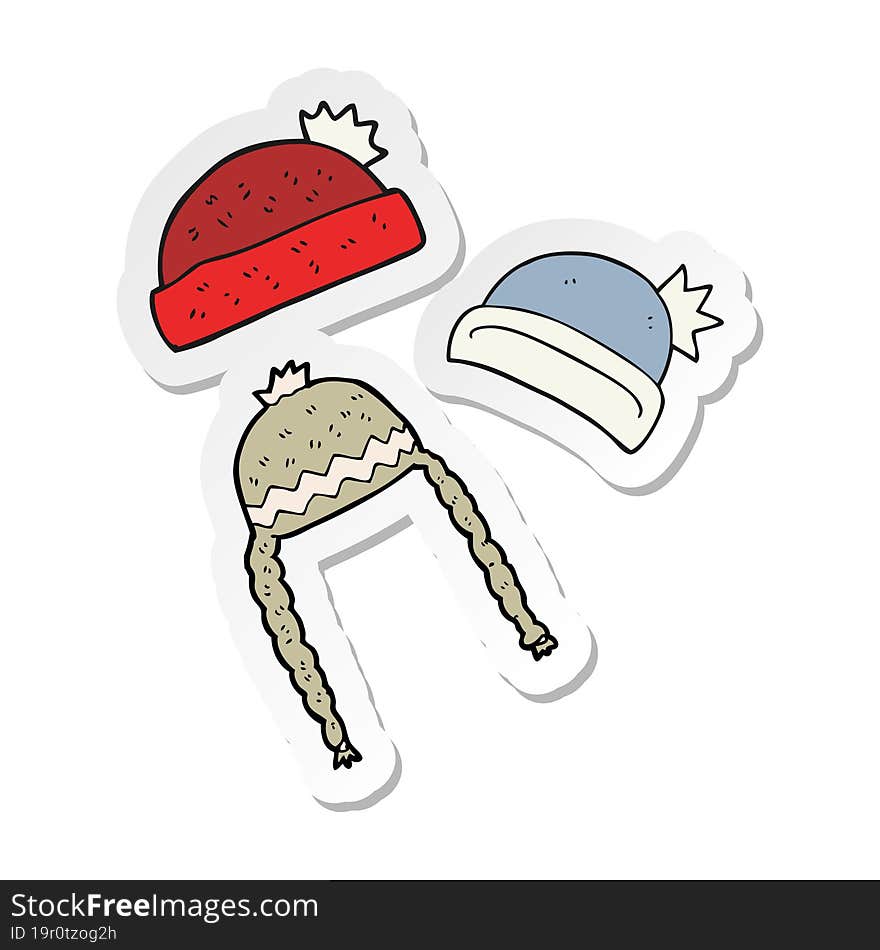 Sticker Of A Cartoon Winter Hats