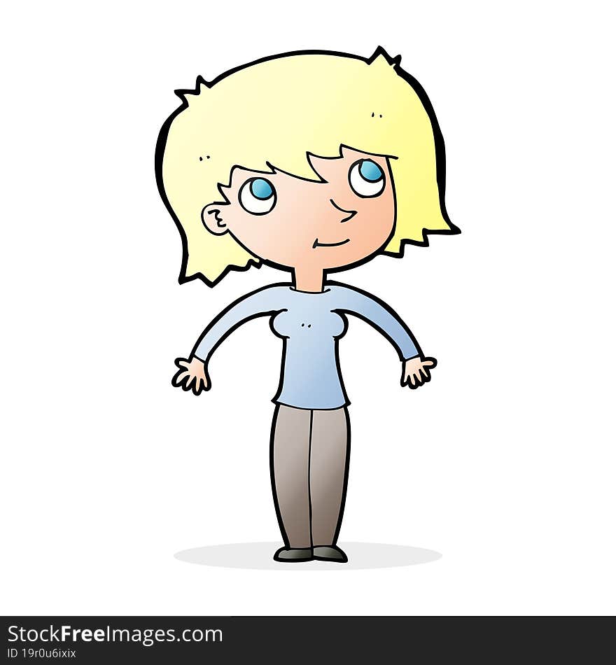 cartoon woman shrugging