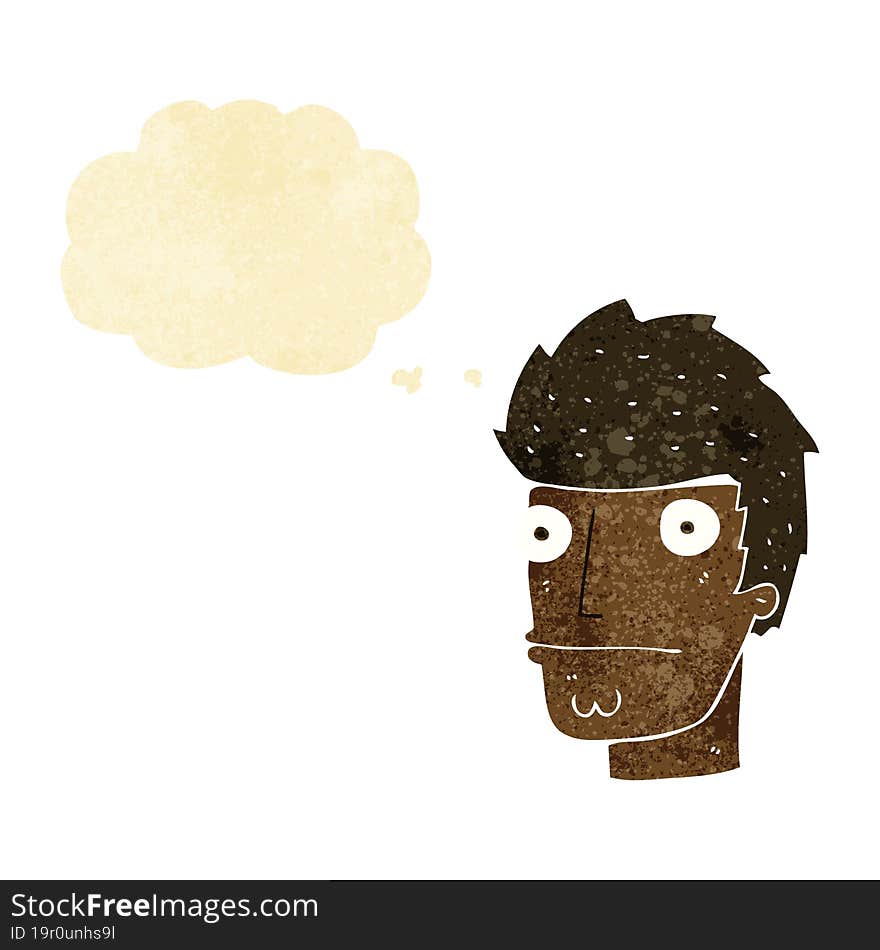 cartoon nervous man with thought bubble