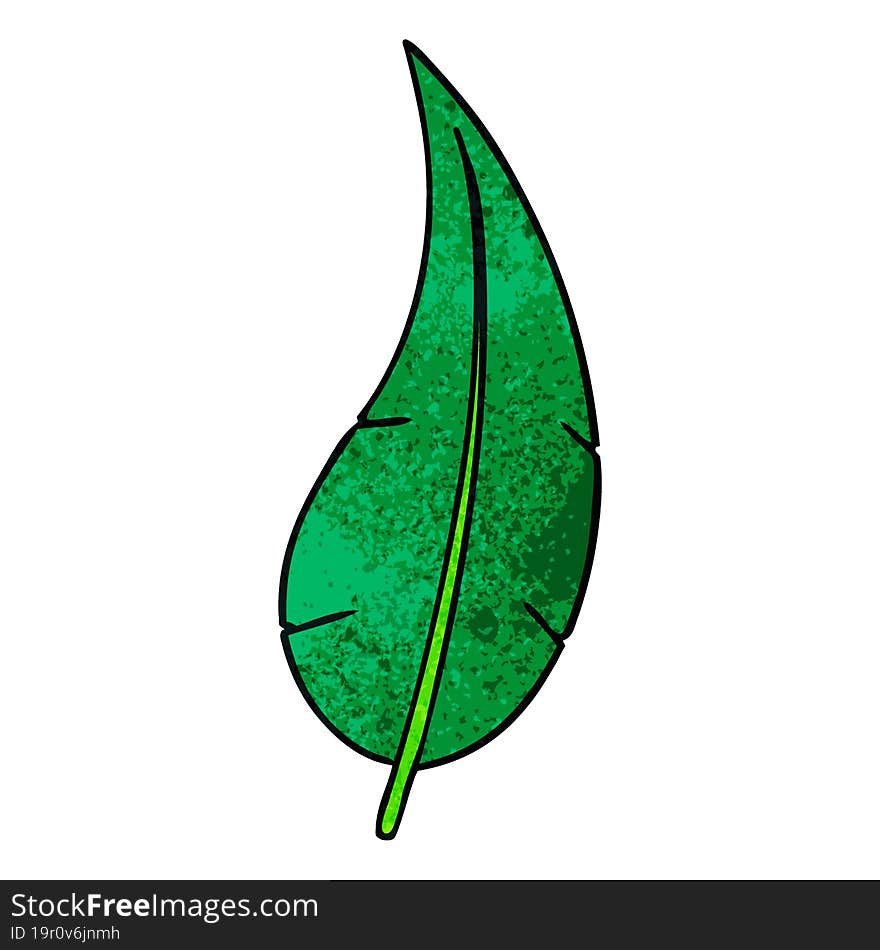 hand drawn textured cartoon doodle of a green long leaf