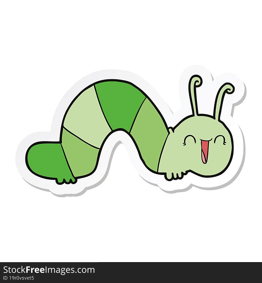 sticker of a cartoon happy caterpillar