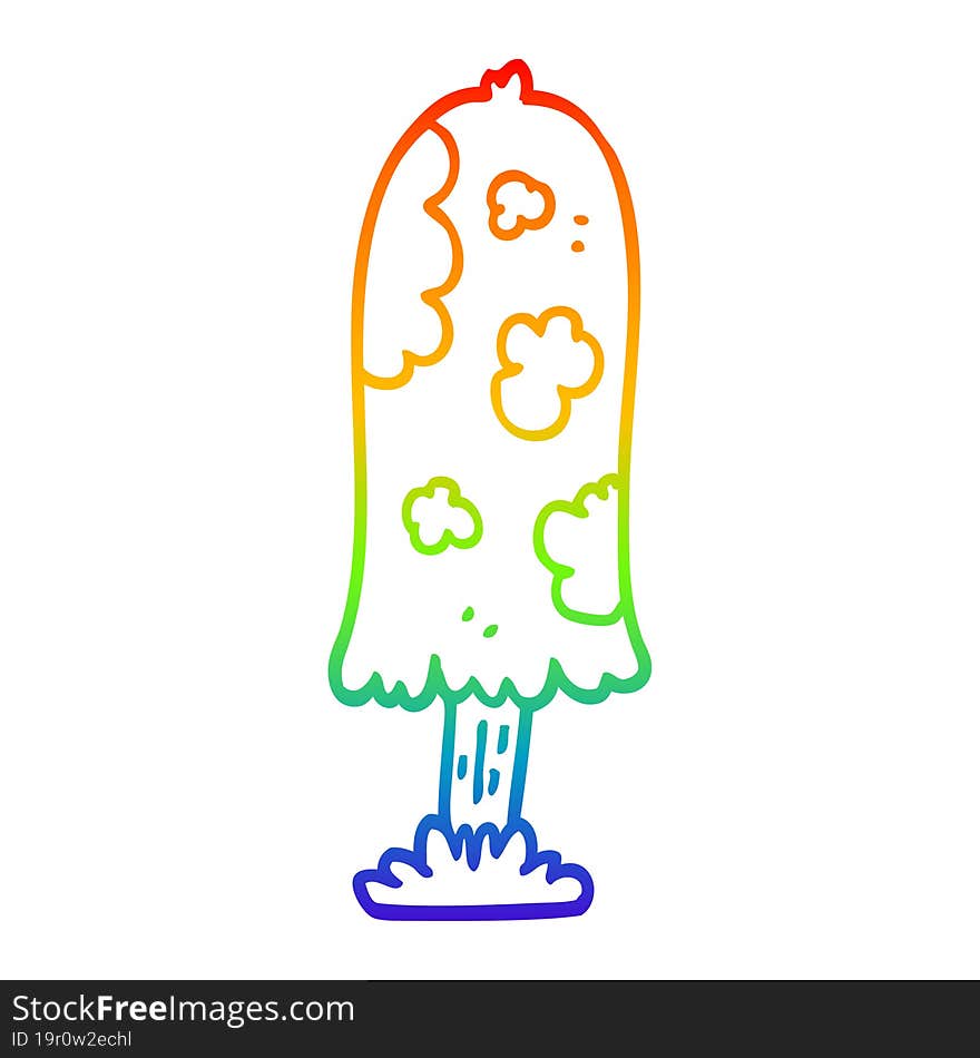 rainbow gradient line drawing cartoon mushroom