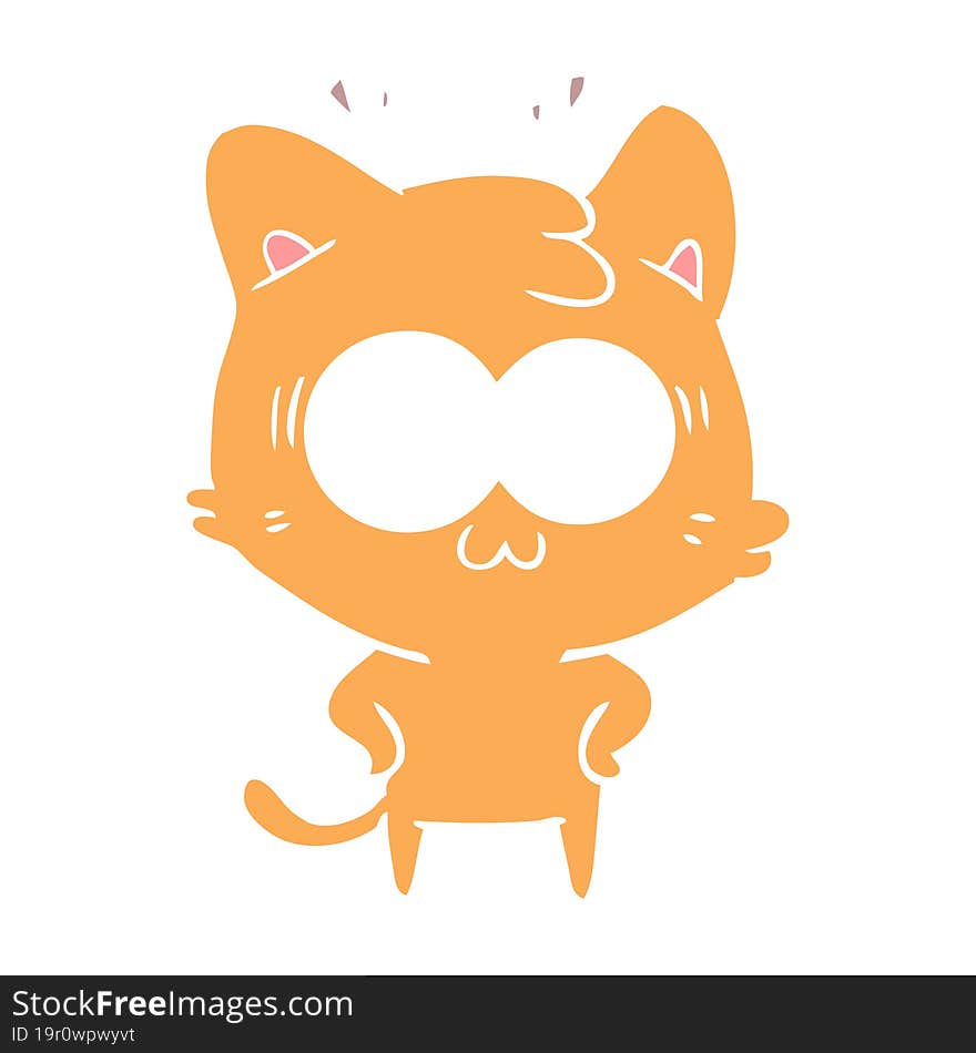 flat color style cartoon surprised cat