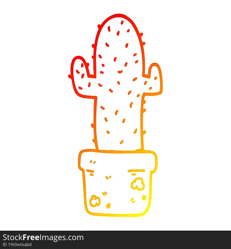 warm gradient line drawing cartoon cactus