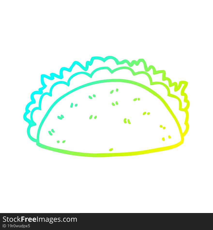 Cold Gradient Line Drawing Cartoon Taco