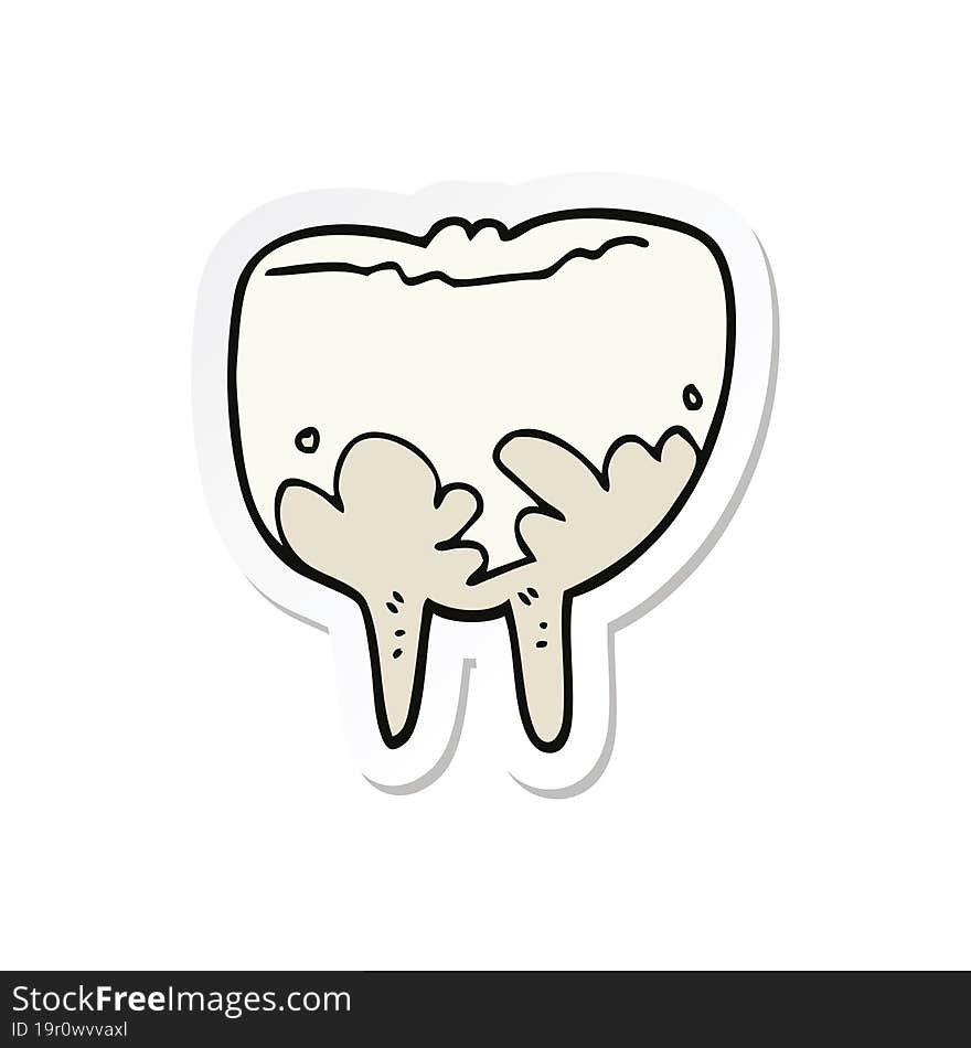 Sticker Of A Cartoon Tooth